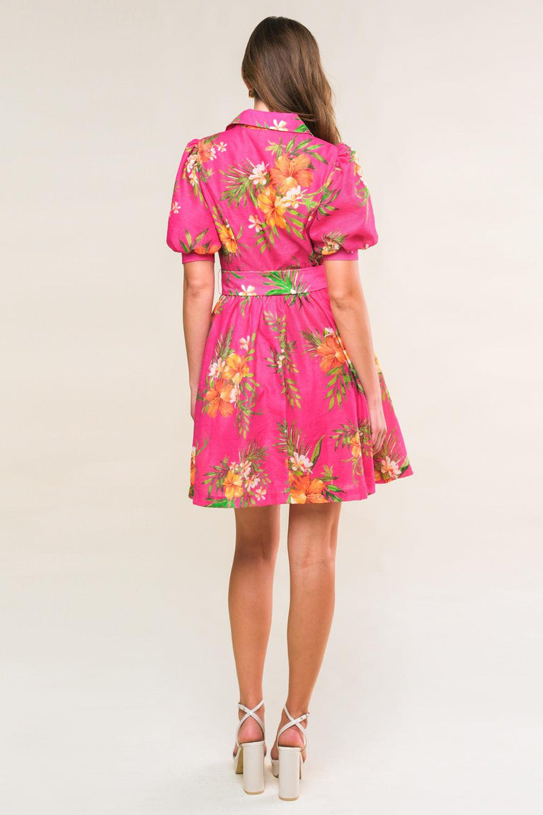 AMAYA Tunic Dress - Fuchsia Bloom