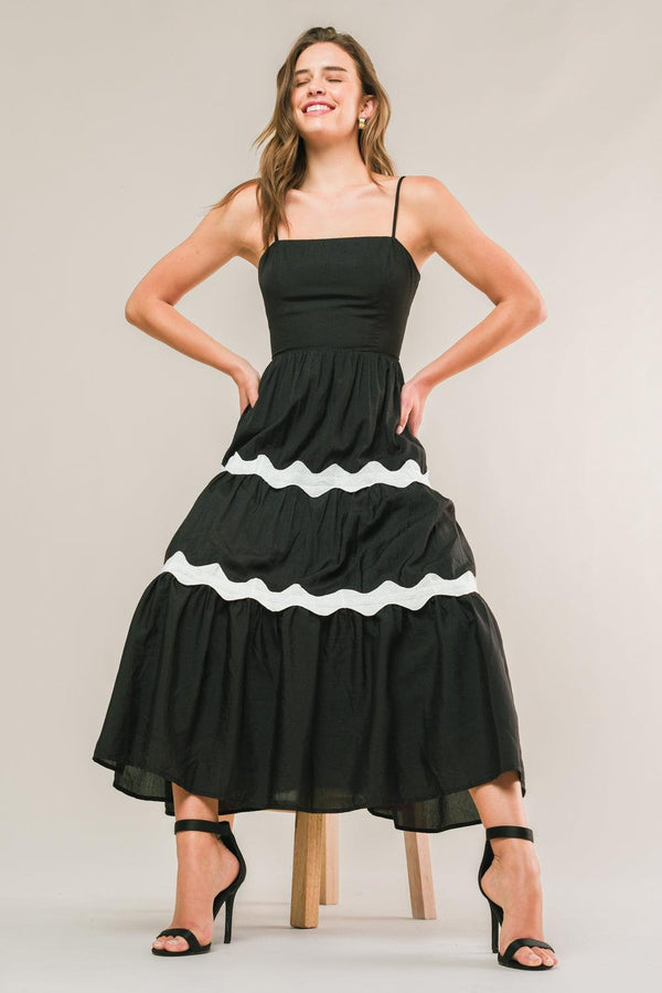SUMMER SPRITZ WOVEN MIDI DRESS.
