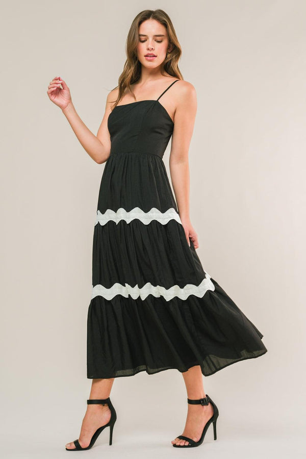 SUMMER SPRITZ WOVEN MIDI DRESS.