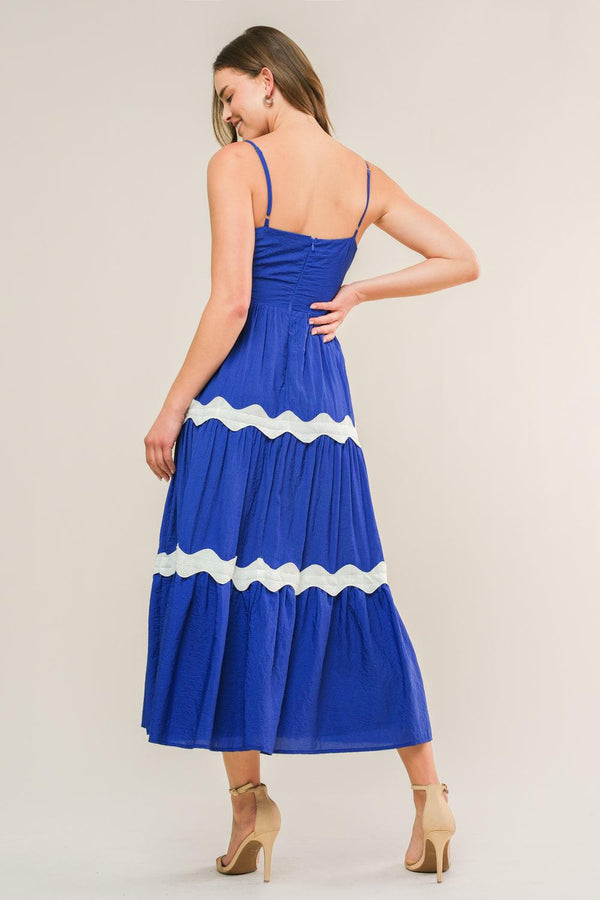SUMMER SPRITZ WOVEN MIDI DRESS.