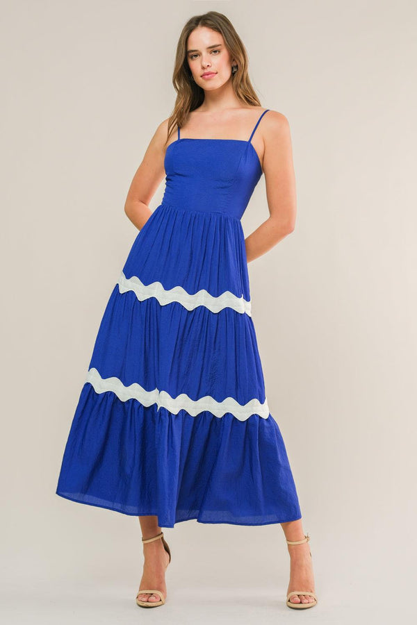 SUMMER SPRITZ WOVEN MIDI DRESS.