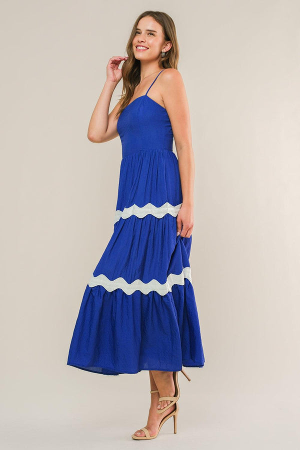 SUMMER SPRITZ WOVEN MIDI DRESS.