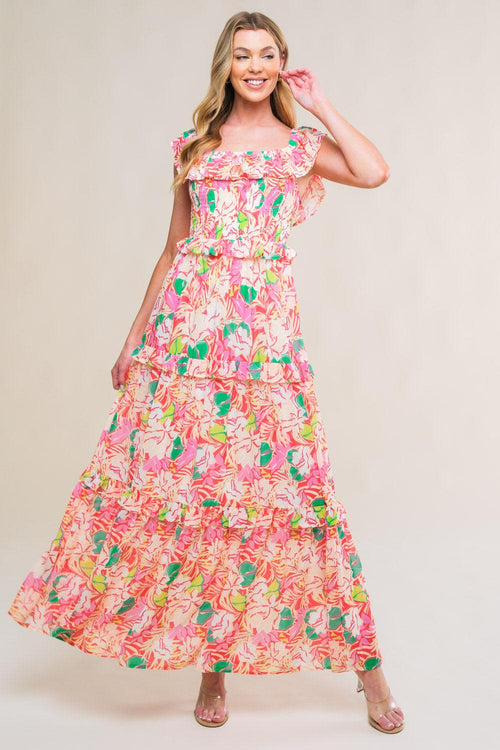 RELAXED CHARM WOVEN MIDI DRESS.