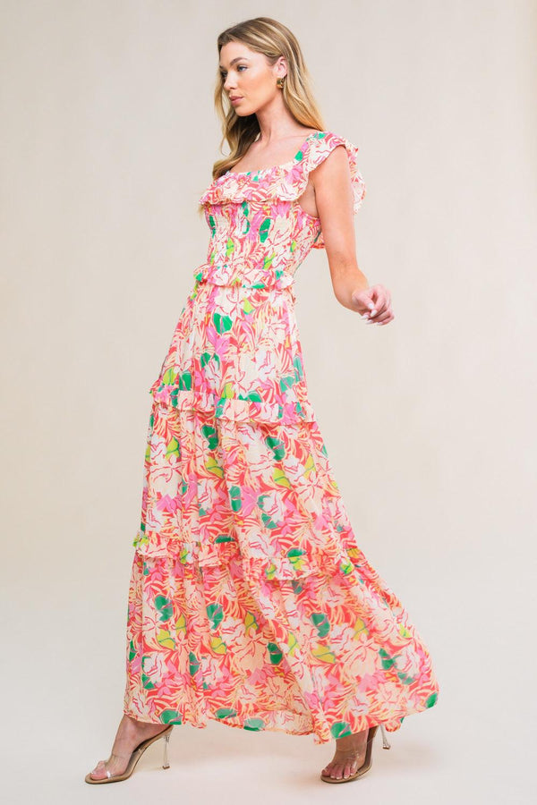 RELAXED CHARM WOVEN MIDI DRESS.