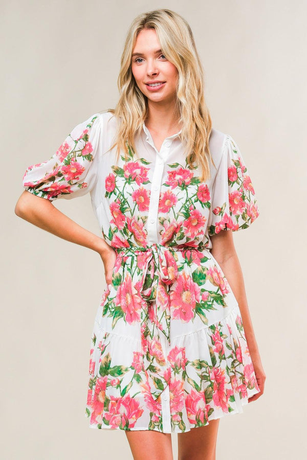 FEEL THE BEAT WOVEN MINI DRESS.