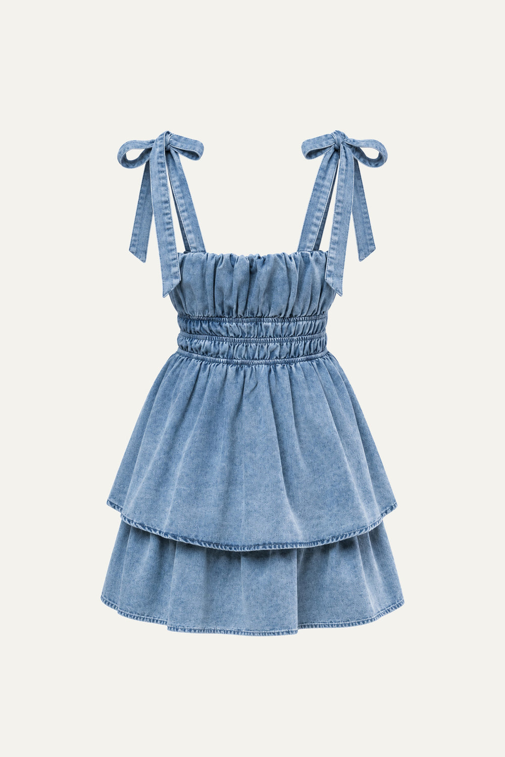 ALONG THE SHORELINE DENIM MINI DRESS