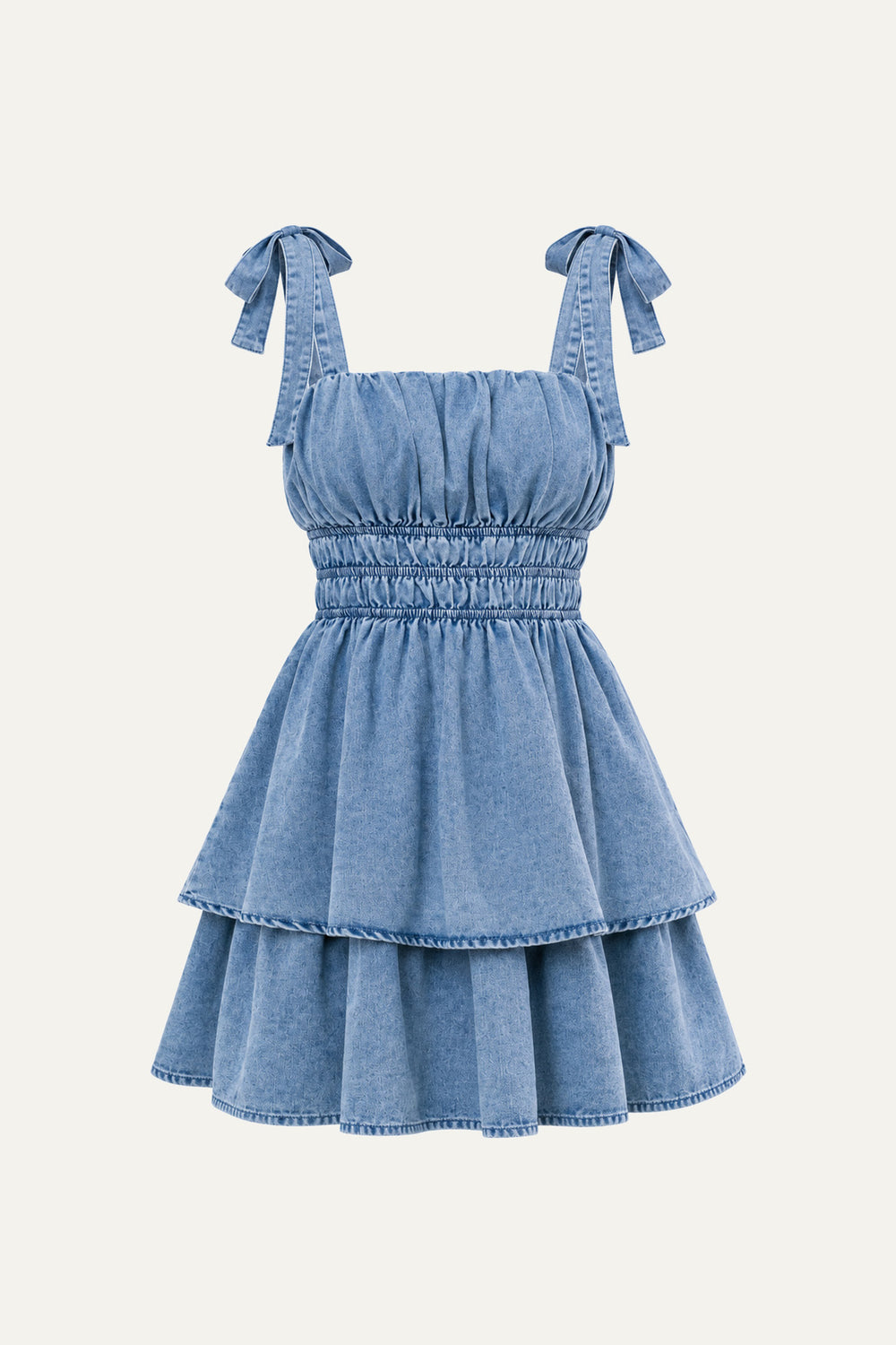 ALONG THE SHORELINE DENIM MINI DRESS