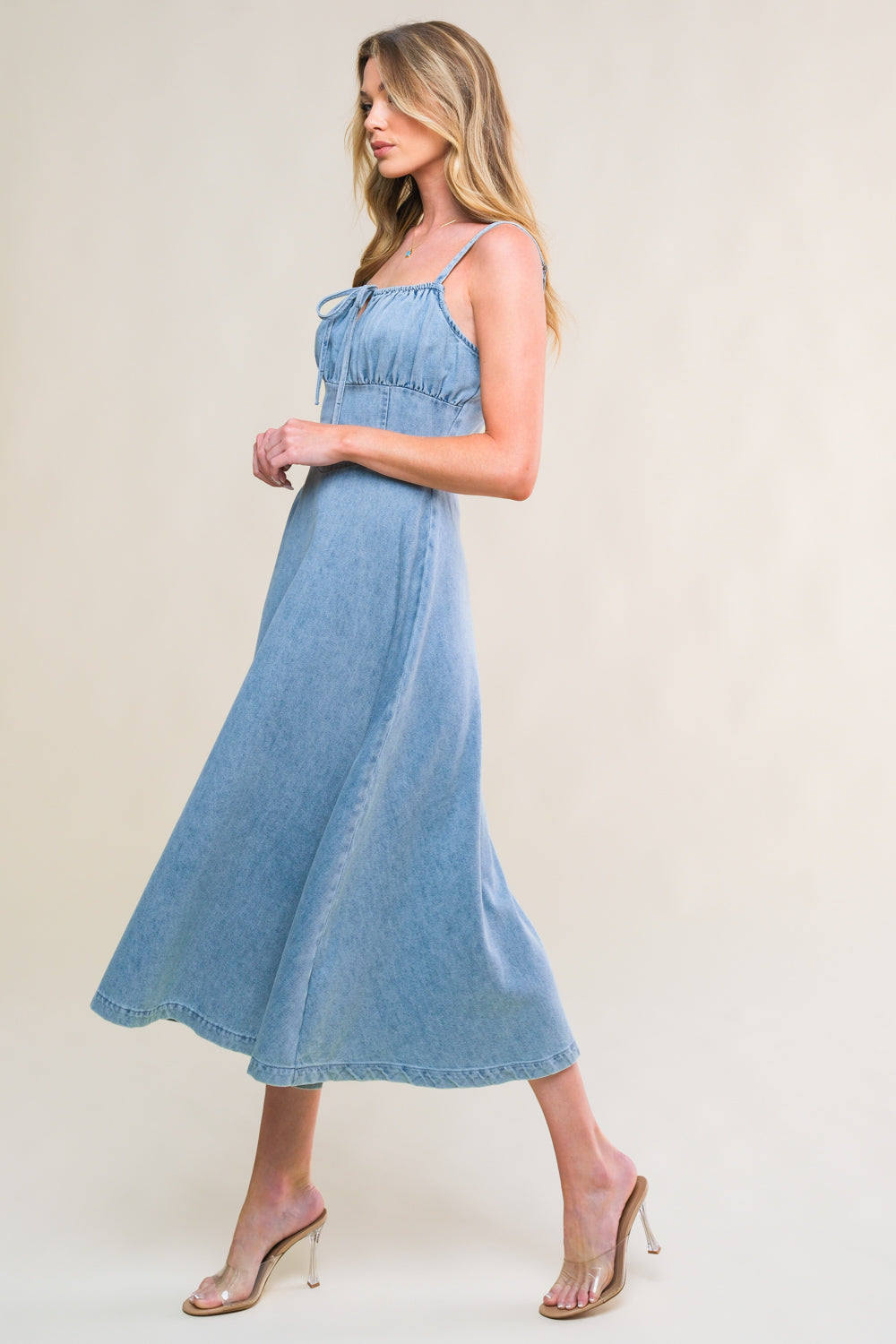 GORGEOUS ADORNMENT DENIM MINI DRESS