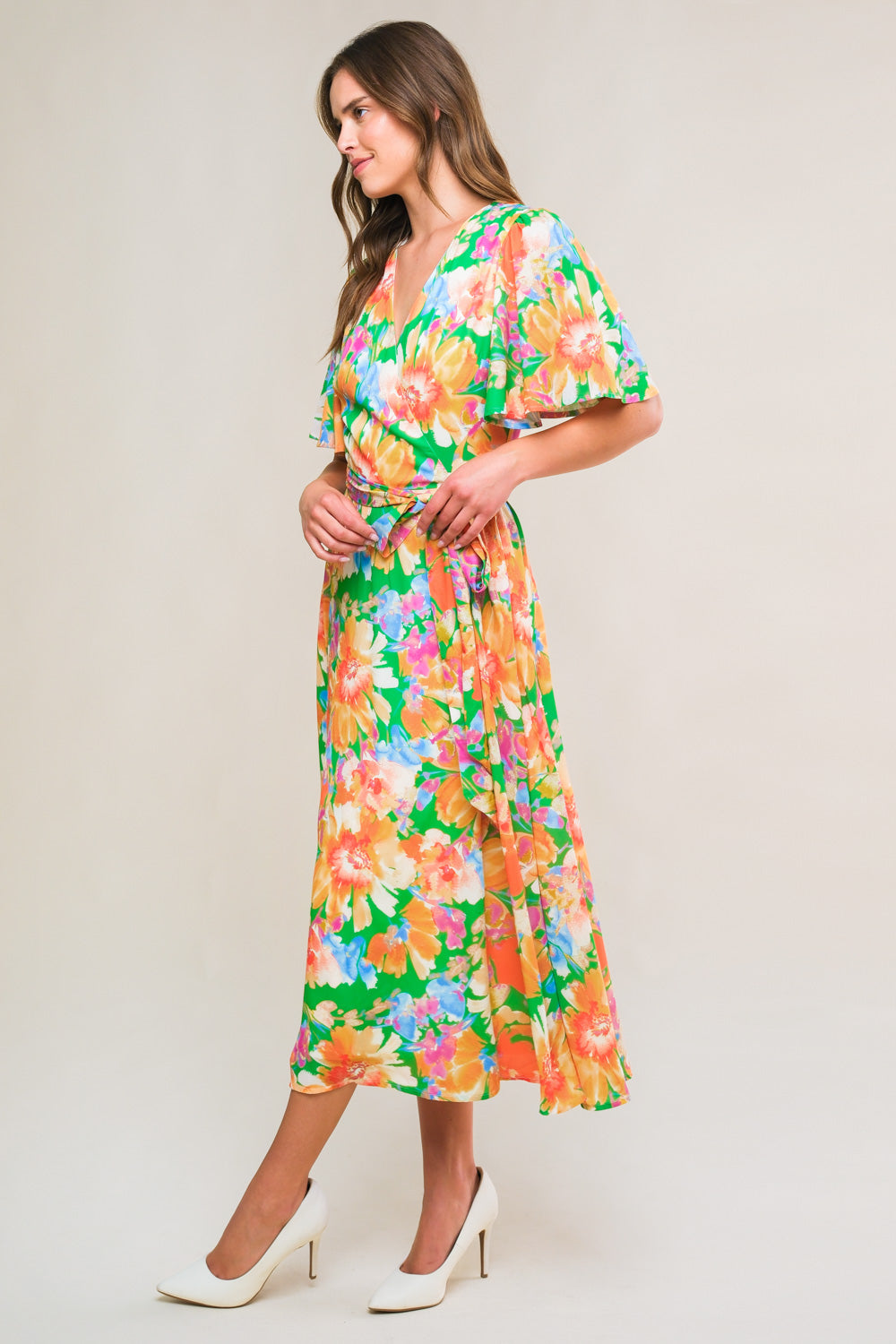 EFFERVESCENT LOVE TRUE WRAP MIDI DRESS