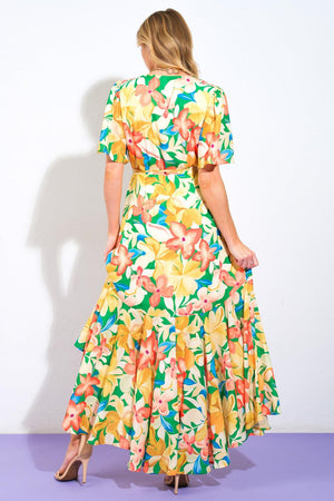 ELABORATE CHARM WOVEN HI-LO DRESS.