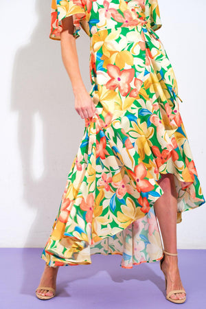 ELABORATE CHARM WOVEN HI-LO DRESS.