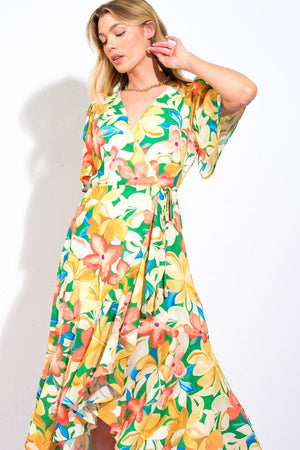 ELABORATE CHARM WOVEN HI-LO DRESS.