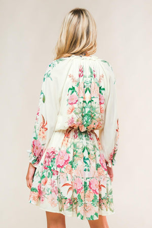 HAPPIEST HERE WOVEN MINI DRESS.