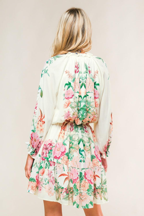 HAPPIEST HERE WOVEN MINI DRESS.
