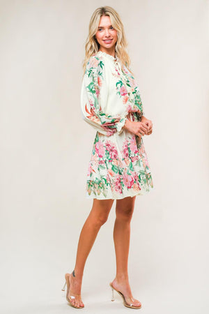 HAPPIEST HERE WOVEN MINI DRESS.