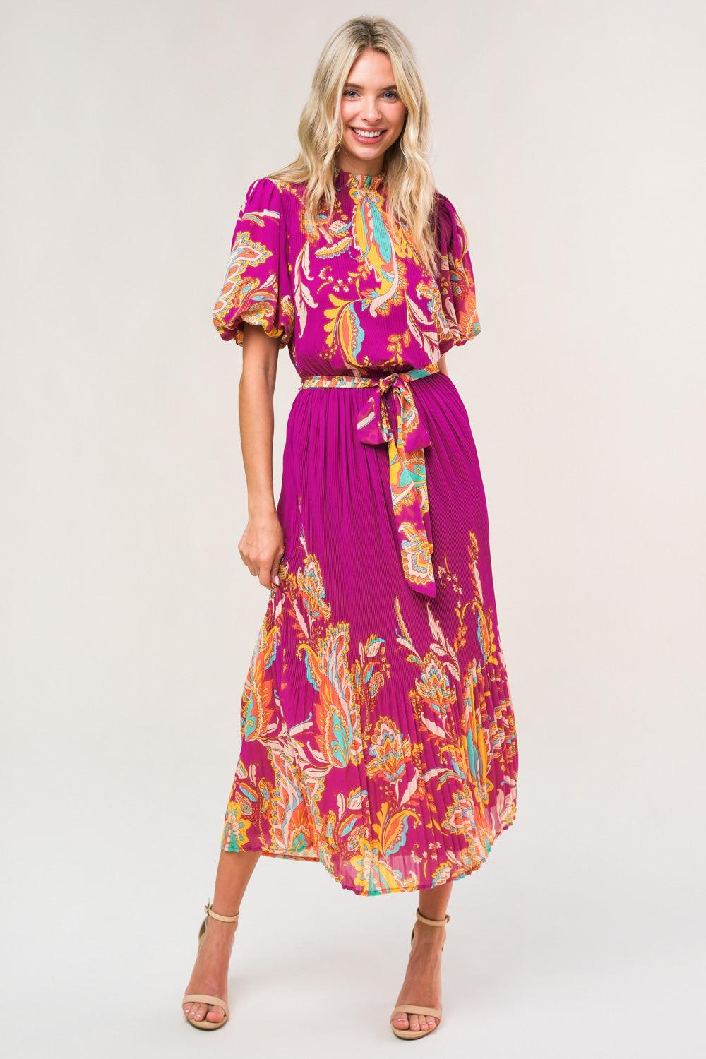 ENCHANTED TO MEET WOVEN MIDI DRESS.