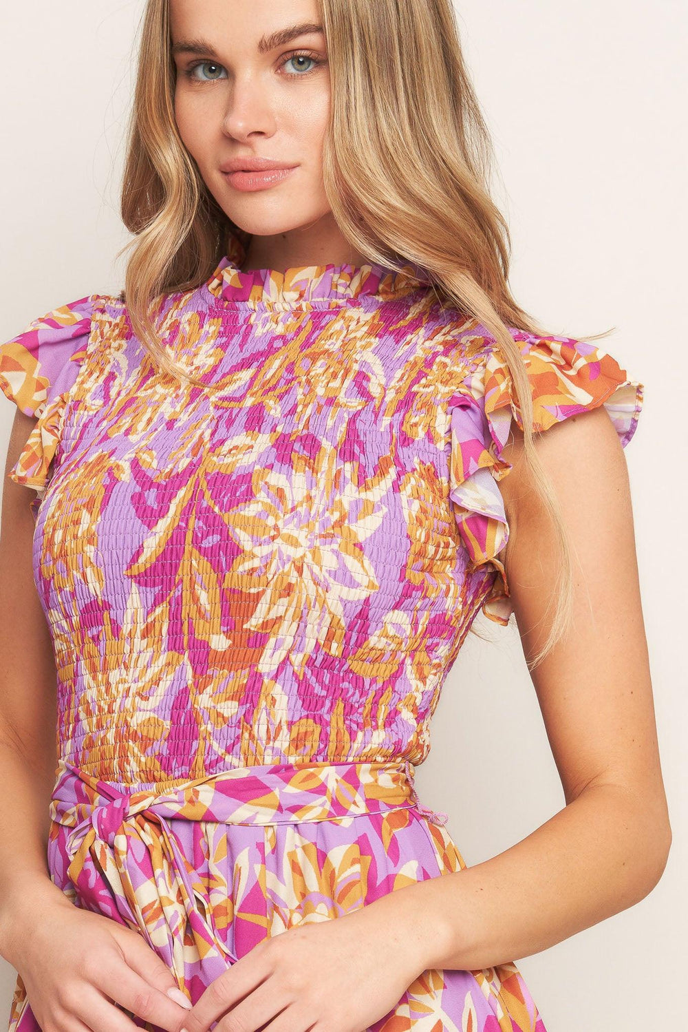 GETTING STARTED WOVEN MIDI DRESS.