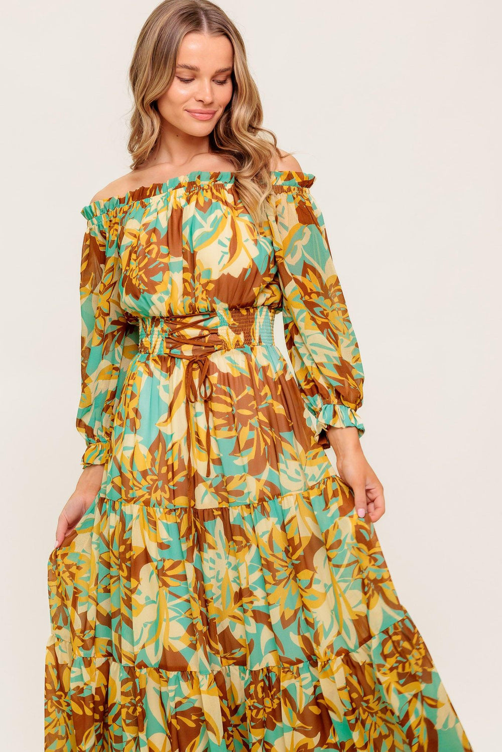 THENA SECRET GARDEN WOVEN MIDI DRESS.