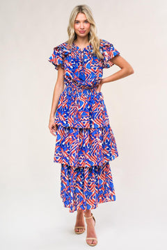 BACK TO FUN WOVEN MIDI DRESS.