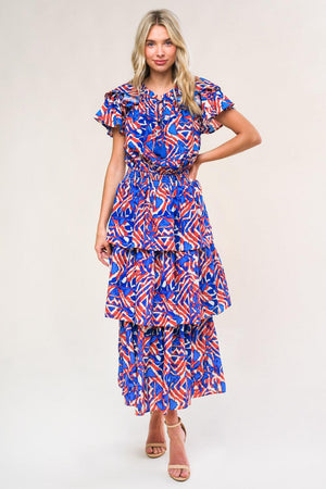 BACK TO FUN WOVEN MIDI DRESS.