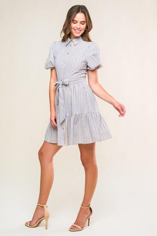 ADORABLE PRESENCE WOVEN MINI DRESS.