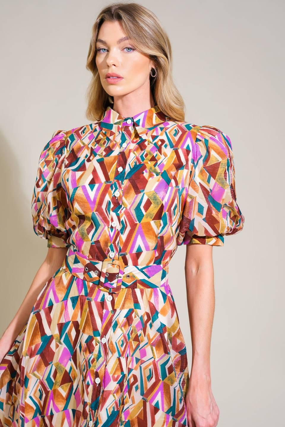 GARDEN HARMONY WOVEN MIDI DRESS.