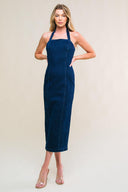 SO QUINTESSENTIAL DENIM MIDI DRESS.