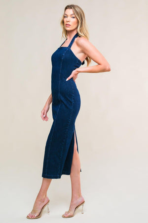 SO QUINTESSENTIAL DENIM MIDI DRESS.