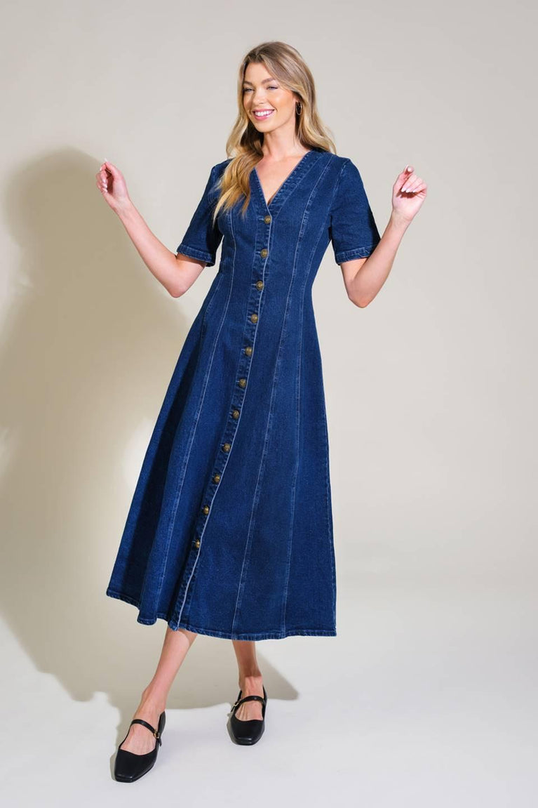 FRONTIER FLIRT LIGHTWEIGHT DENIM ROMPER blue jean dress Flying Tomato spaghetti strap