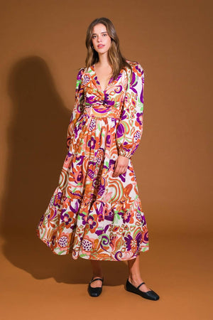 BLOSSOM BEAUTY WOVEN MIDI DRESS.