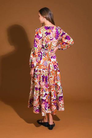 BLOSSOM BEAUTY WOVEN MIDI DRESS.