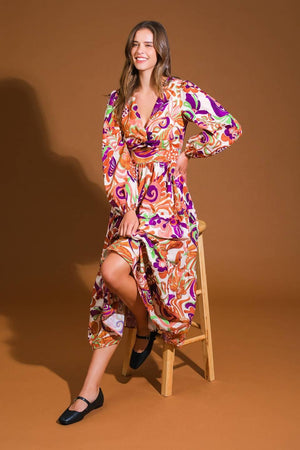BLOSSOM BEAUTY WOVEN MIDI DRESS.
