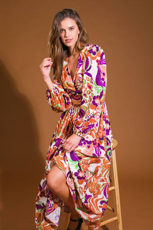 BLOSSOM BEAUTY WOVEN MIDI DRESS.
