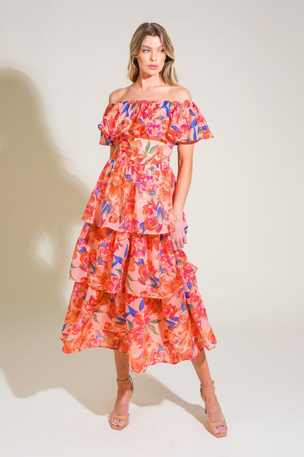 STROLL THE AVENUES WOVEN MIDI DRESS.