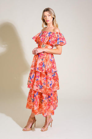 STROLL THE AVENUES WOVEN MIDI DRESS.