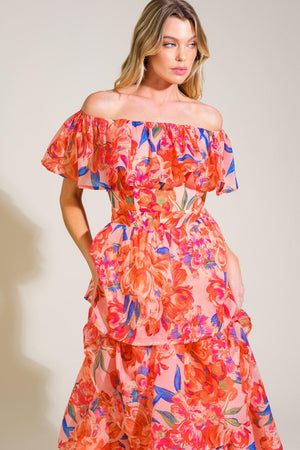 STROLL THE AVENUES WOVEN MIDI DRESS.
