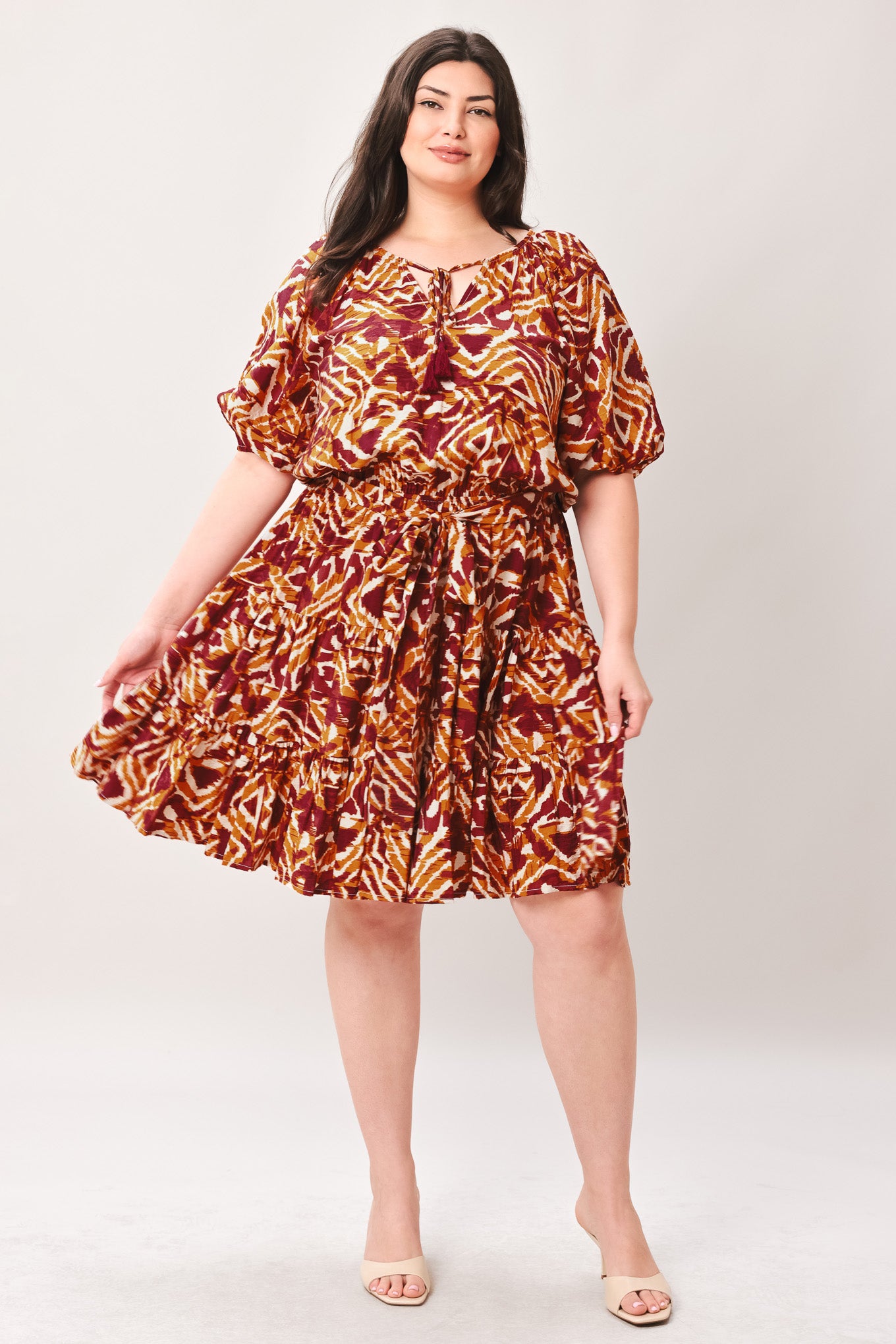 FLORA HARMONY WOVEN MINI DRESS.