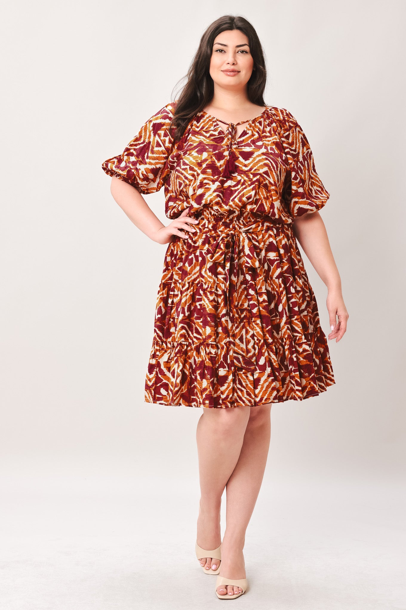 FLORA HARMONY WOVEN MINI DRESS.