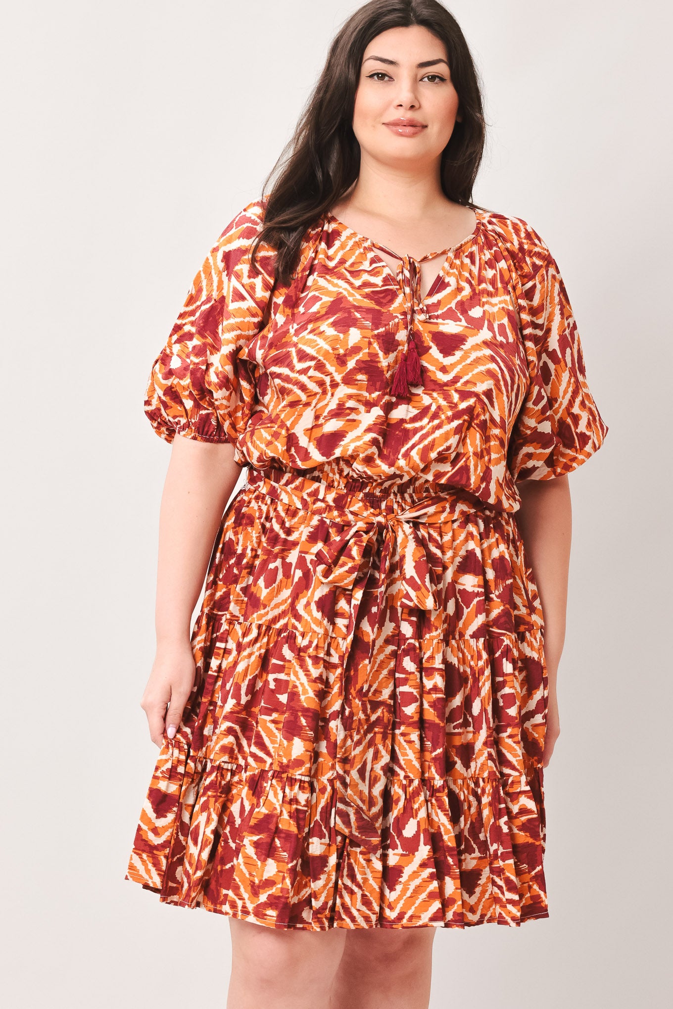 FLORA HARMONY WOVEN MINI DRESS.