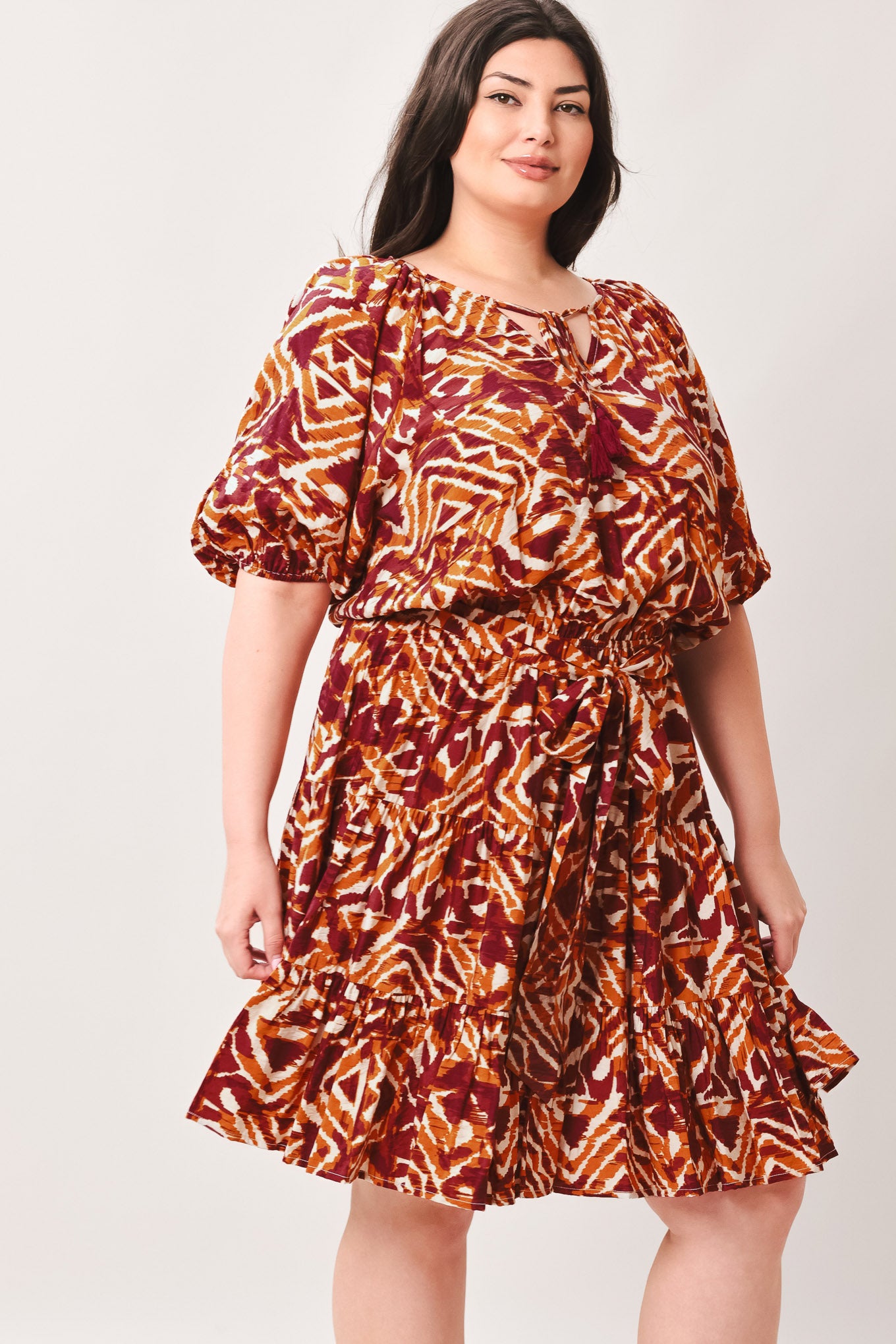 FLORA HARMONY WOVEN MINI DRESS.