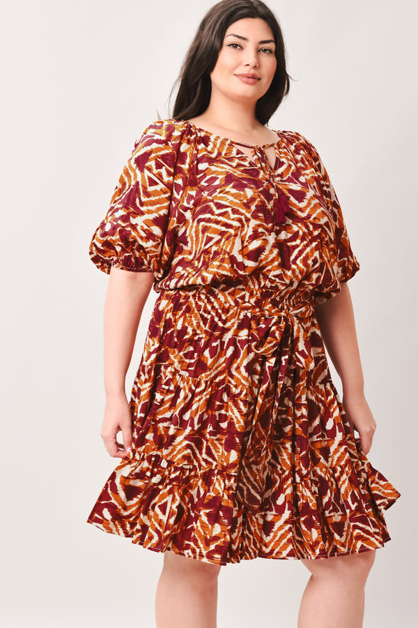 FLORA HARMONY WOVEN MINI DRESS.