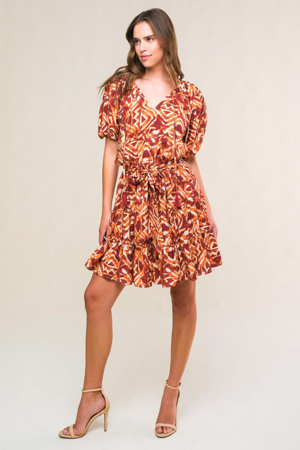 FLORA HARMONY WOVEN MINI DRESS.