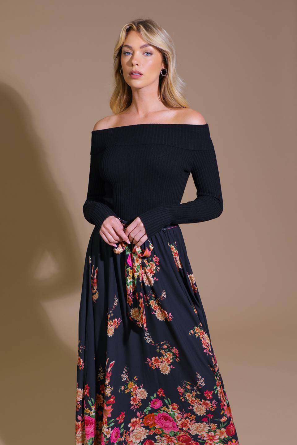MORNING SONG SWEATER  WOVEN MIDI DRESS.