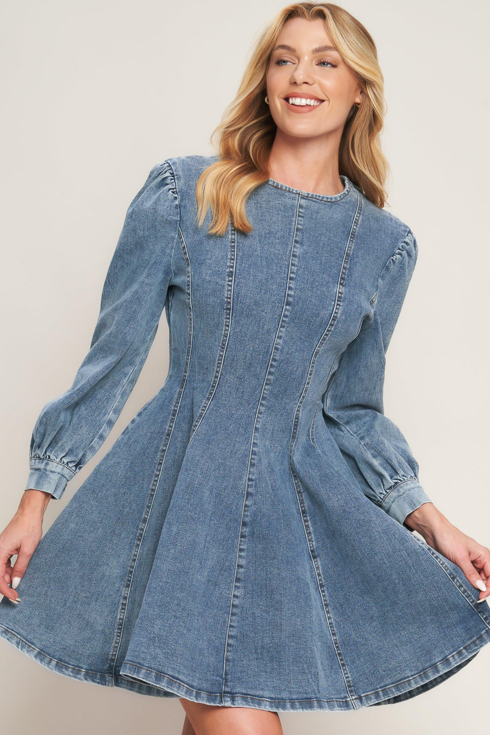 YOUR SWEETIE DENIM MINI DRESS.
