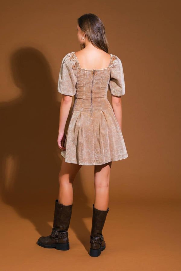 URBAN SOPHISTICATION TWILL MINI DRESS.