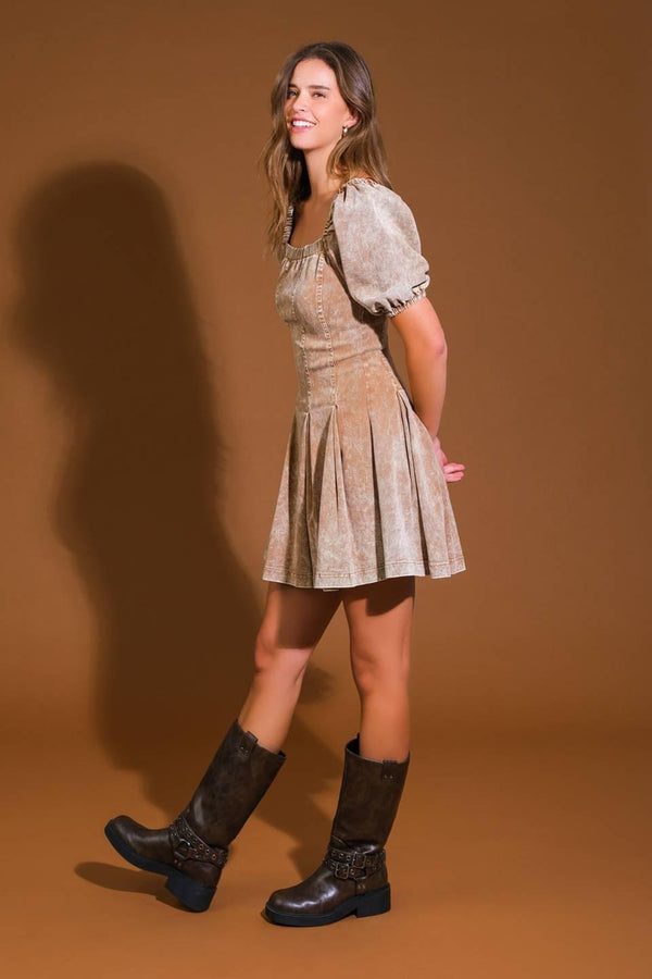 URBAN SOPHISTICATION TWILL MINI DRESS.
