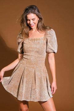 URBAN SOPHISTICATION TWILL MINI DRESS.