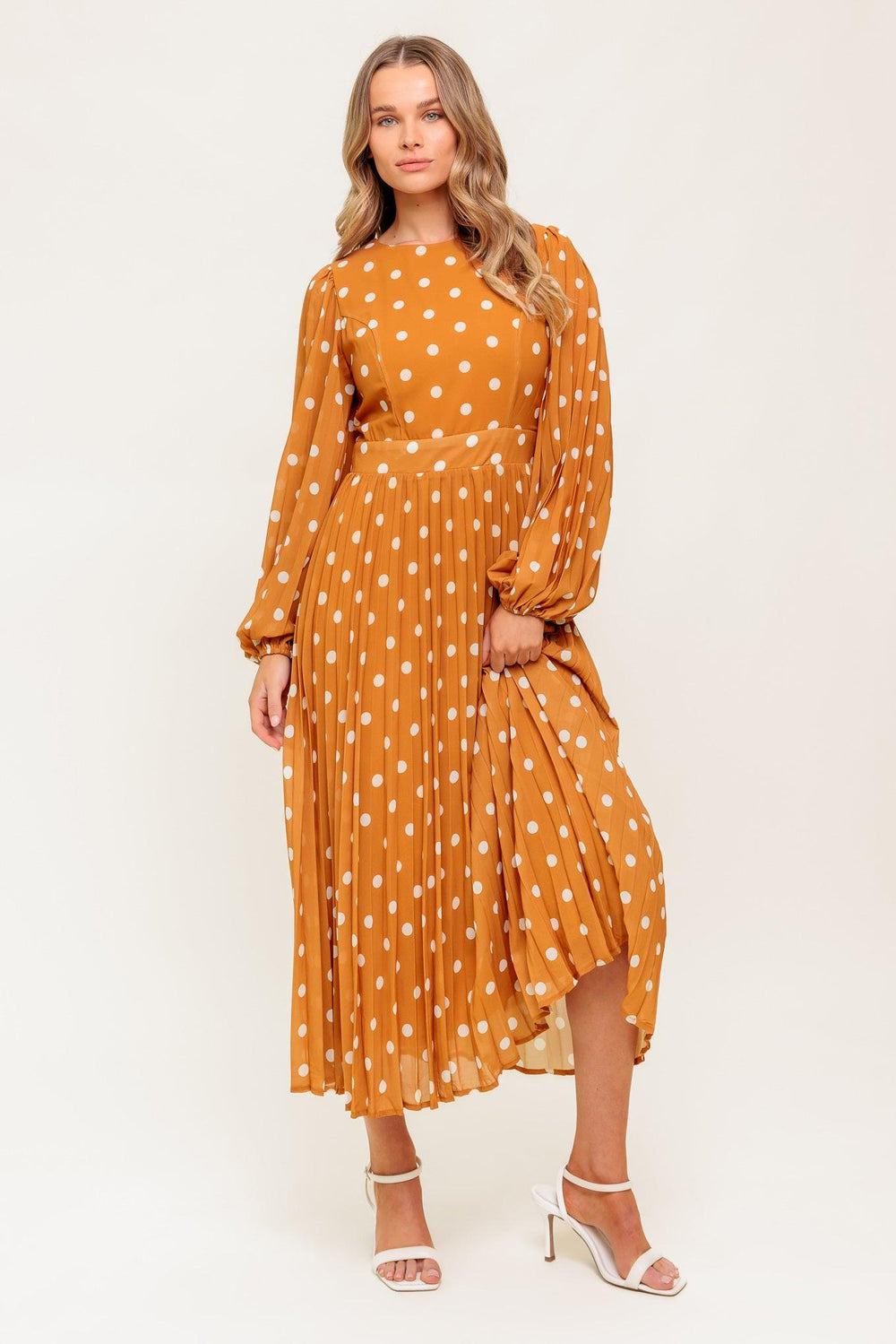 MOMENT MAKER WOVEN MIDI DRESS.