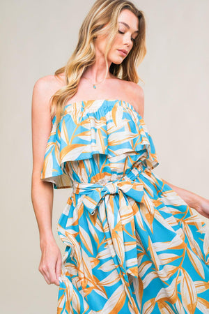 BLOSSOM IN TIME WOVEN MIDI DRESS.
