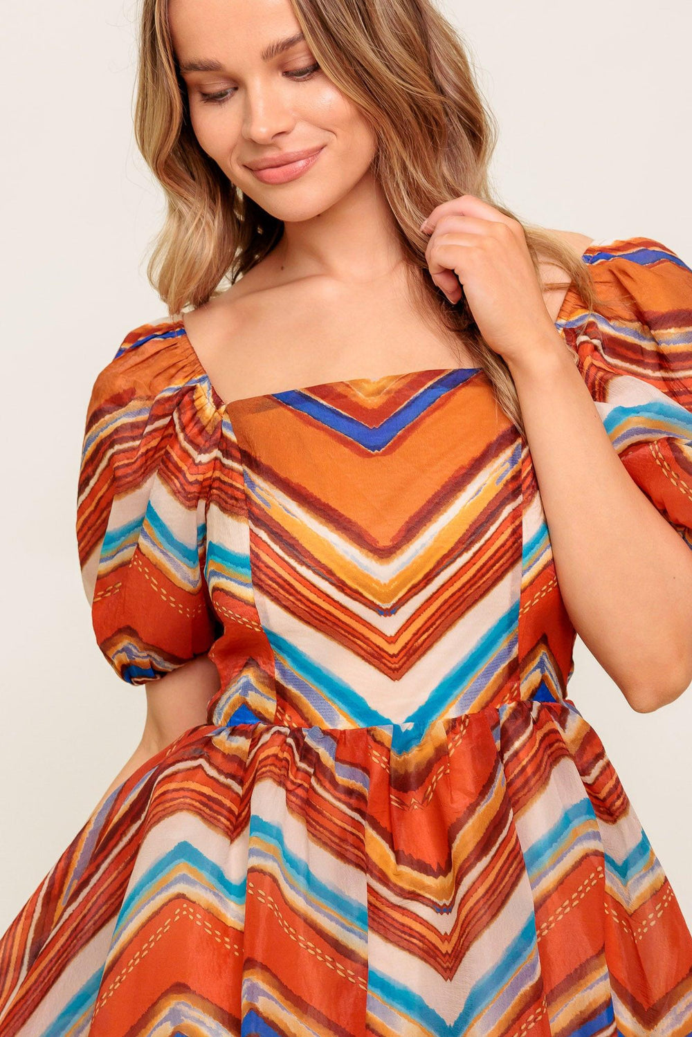 BRIGHT PERSONALITY WOVEN MIDI DRESS.